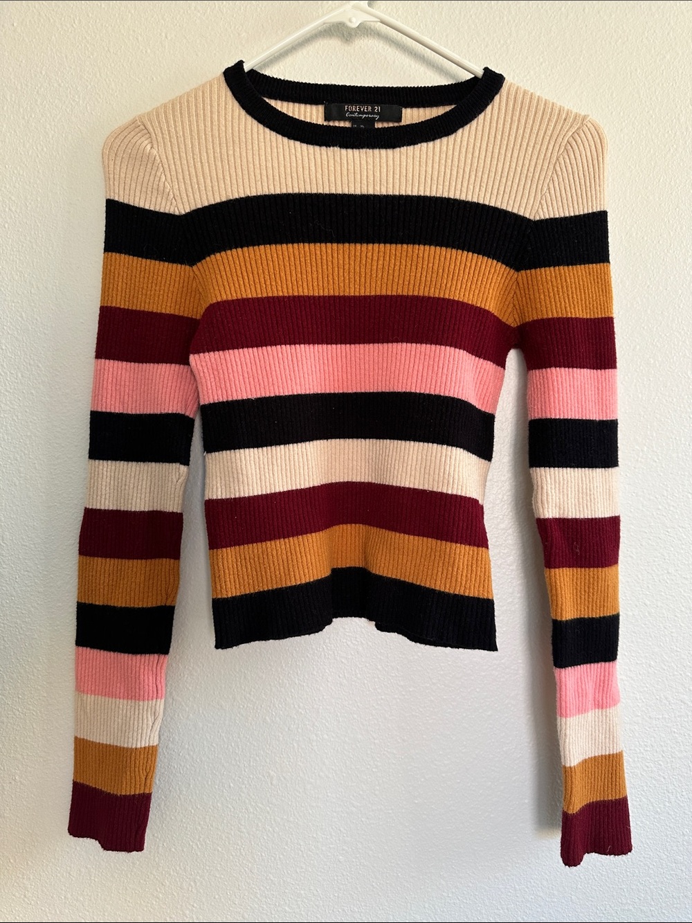 Forever 21 Multicolored Striped Long Sleeve Top
